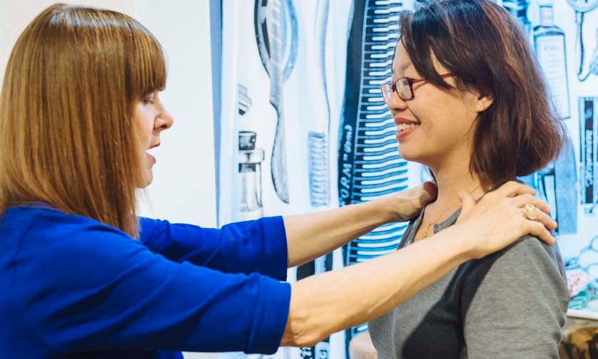 The joy of relaxing neck and shoulder tension with Alexander Teacher HOPE Gillermanclient. 